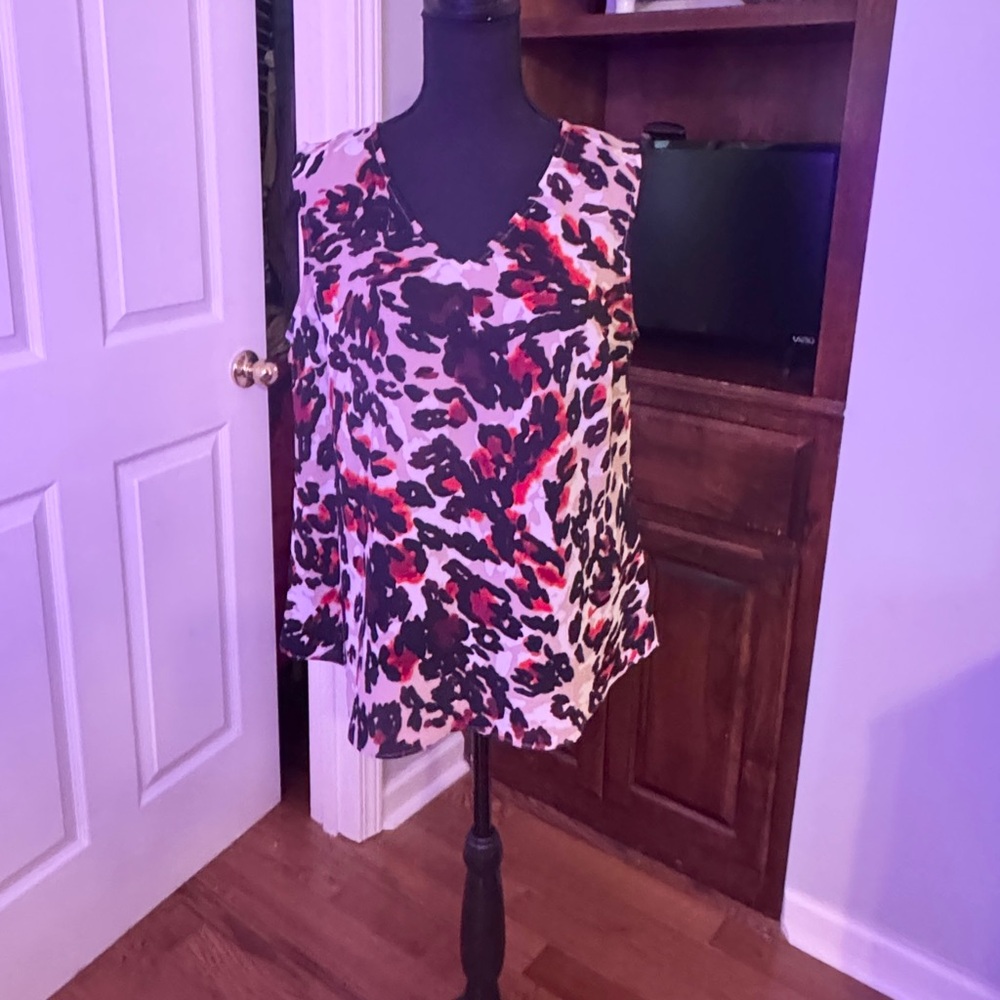DKNY Pink and Black Animal Print Blouse